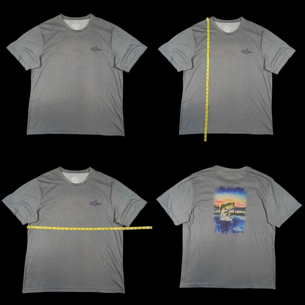 Fish N Vibe T-Shirt XL Short Sleeve Fishing Bass Graphic Tee Angler Active wear